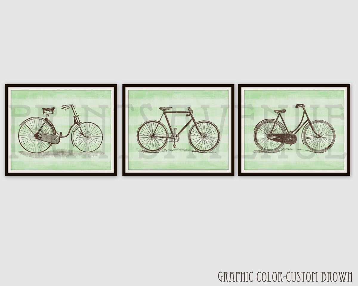 BIKE Art Prints BICYCLE Wall Art BIKE Wall Decor Trio Art | Etsy