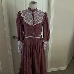 Vintage 70s Gunne Sax Like Burgundy Red Calico Print Prairie High ...