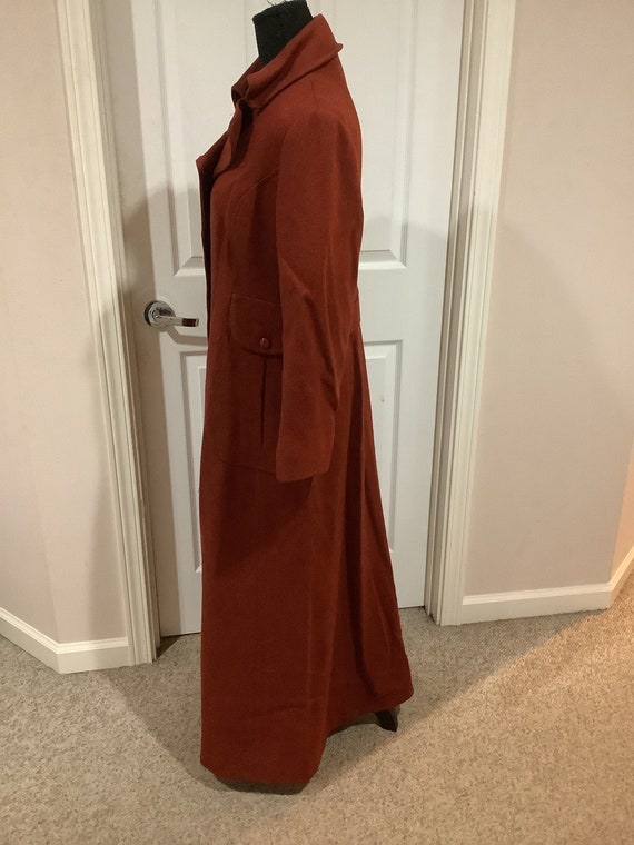 Vintage 40s 50s Rust Wool Floor Length Victorian … - image 4