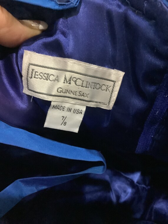 Vintage Jessica McClintock Royal Blue Iridescent … - image 5