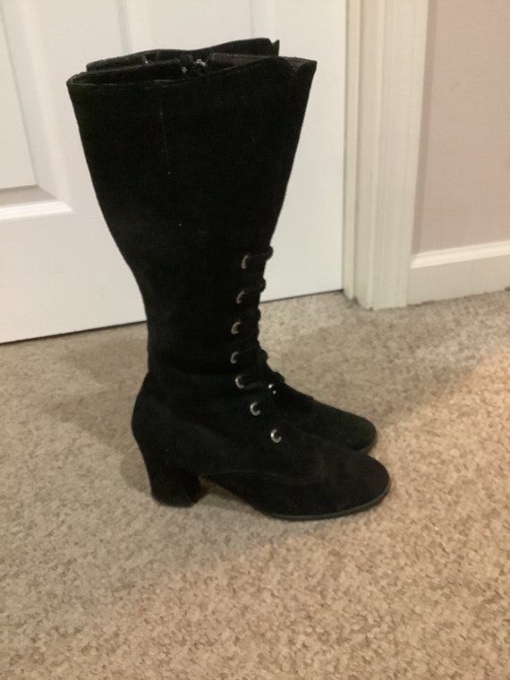 Black lace up granny boots deals