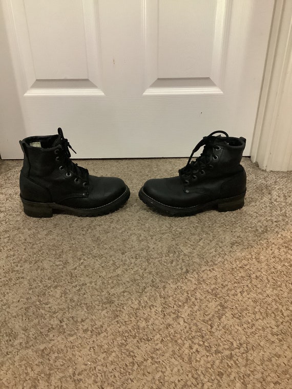 Uitlijnen Leggen sigaret Vintage 90s Skechers Black Leather Platform Lace up Work Boots - Etsy