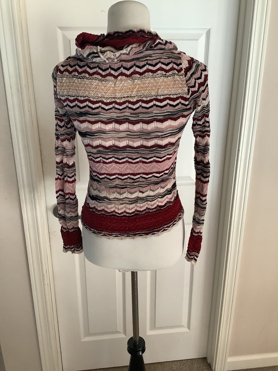 Vintage Missoni Burgundy Rose & Black Zig Zag tur… - image 4