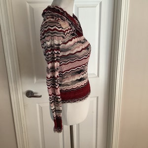 Vintage Missoni Burgundy Rose & Black Zig Zag turtleneck sweater 80s 90s size small image 3