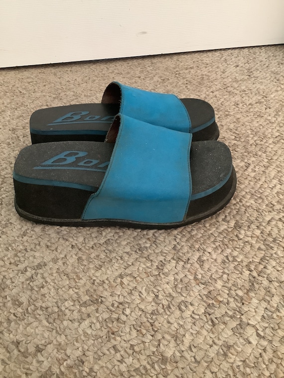 Vintage 90s Bongo blue platform slip on sandals sh