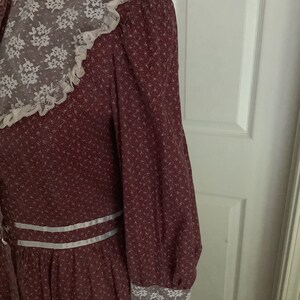 Vintage 70s Gunne Sax Like Burgundy Red Calico Print Prairie High ...