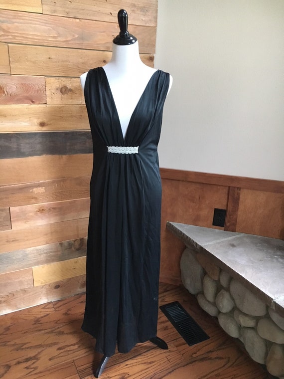 Vintage 1970's Black Greek Goddess Sexy Slip Dres… - image 1