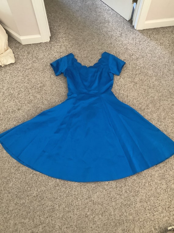 Vintage Tobie Royal blue Fit n Flare scalloped nec