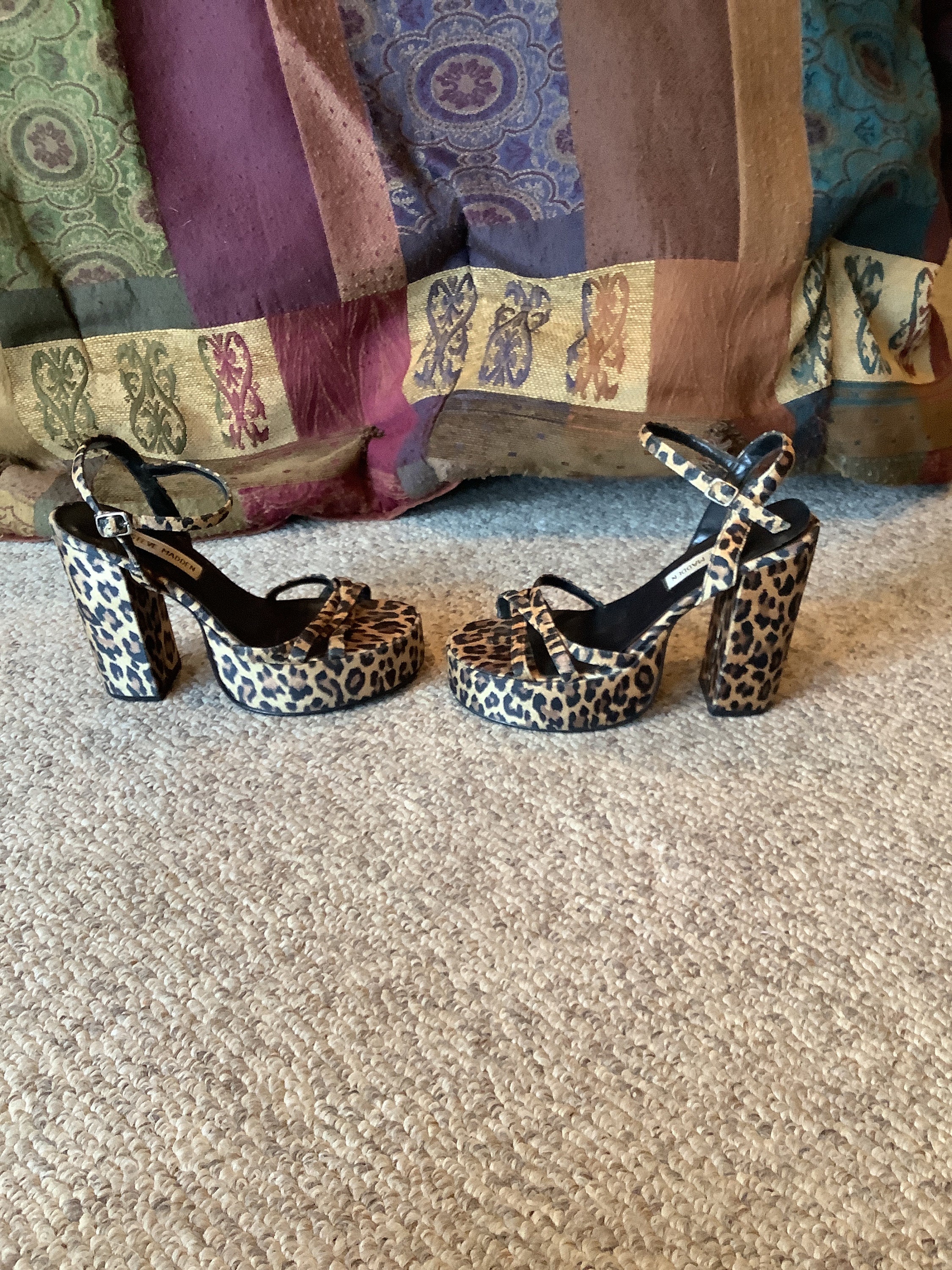 Vintage 90s Steve Madden Leopard Print Mega Platform Spice Girls