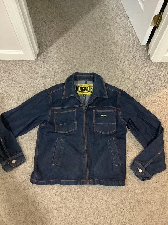 Vintage 80s Lonsdale Dark Etsy Sz Boho Jacket Unisex Denim M - Designer