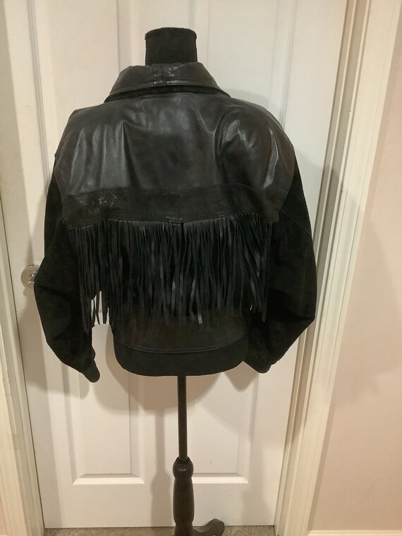 Vintage 80s 90s Chia black leather cropped padded… - image 4