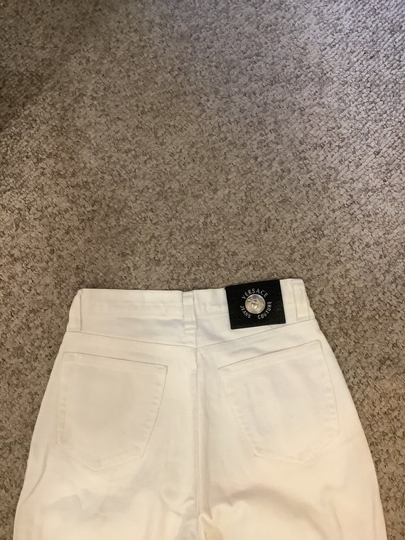 Vintage 80s 90s Gianni Versace White denim high ri