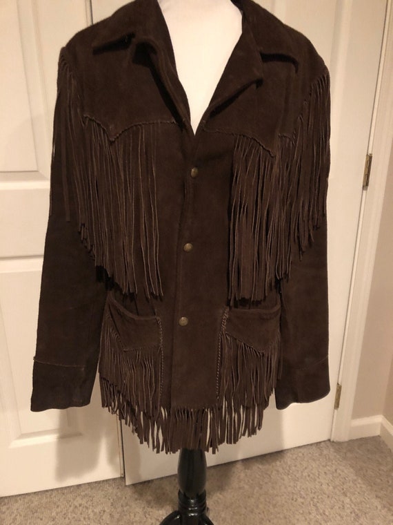 Vintage 1970's brown suede Hippie Fringe Western P