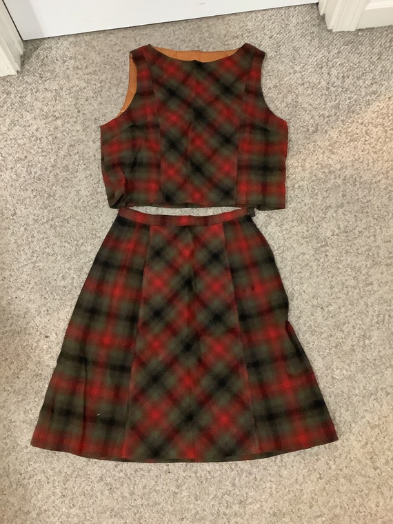 Vintage 50s wool plaid cropped sleeveless top and 