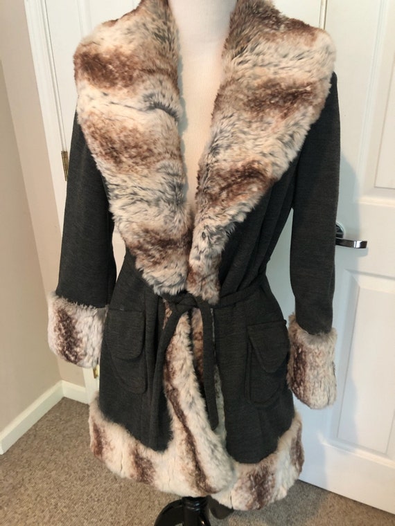 Vtg Lilli Ann Mod 60s Grey Jacket with Fur Trim Fi