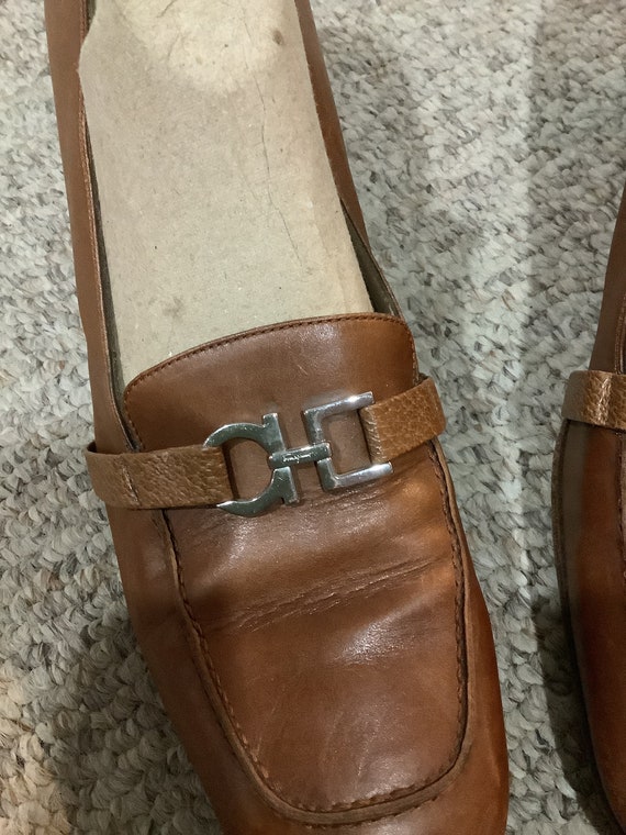 Vtg Salvatore Ferragamo Chestnut leather loafer h… - image 7