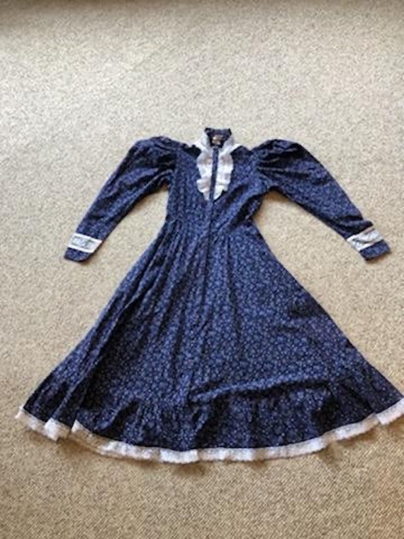 Vintage Gunne Sax Blue Calico Prairie Peasant High