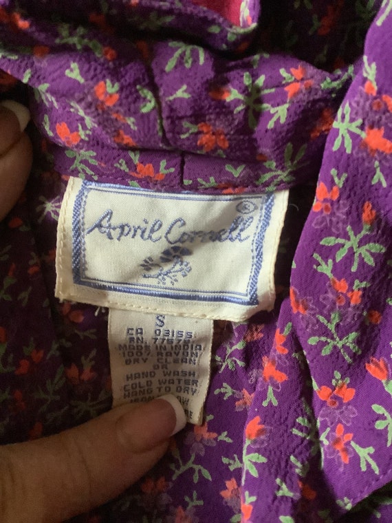 Vintage 90s April Cornell purple red Calico print… - image 4