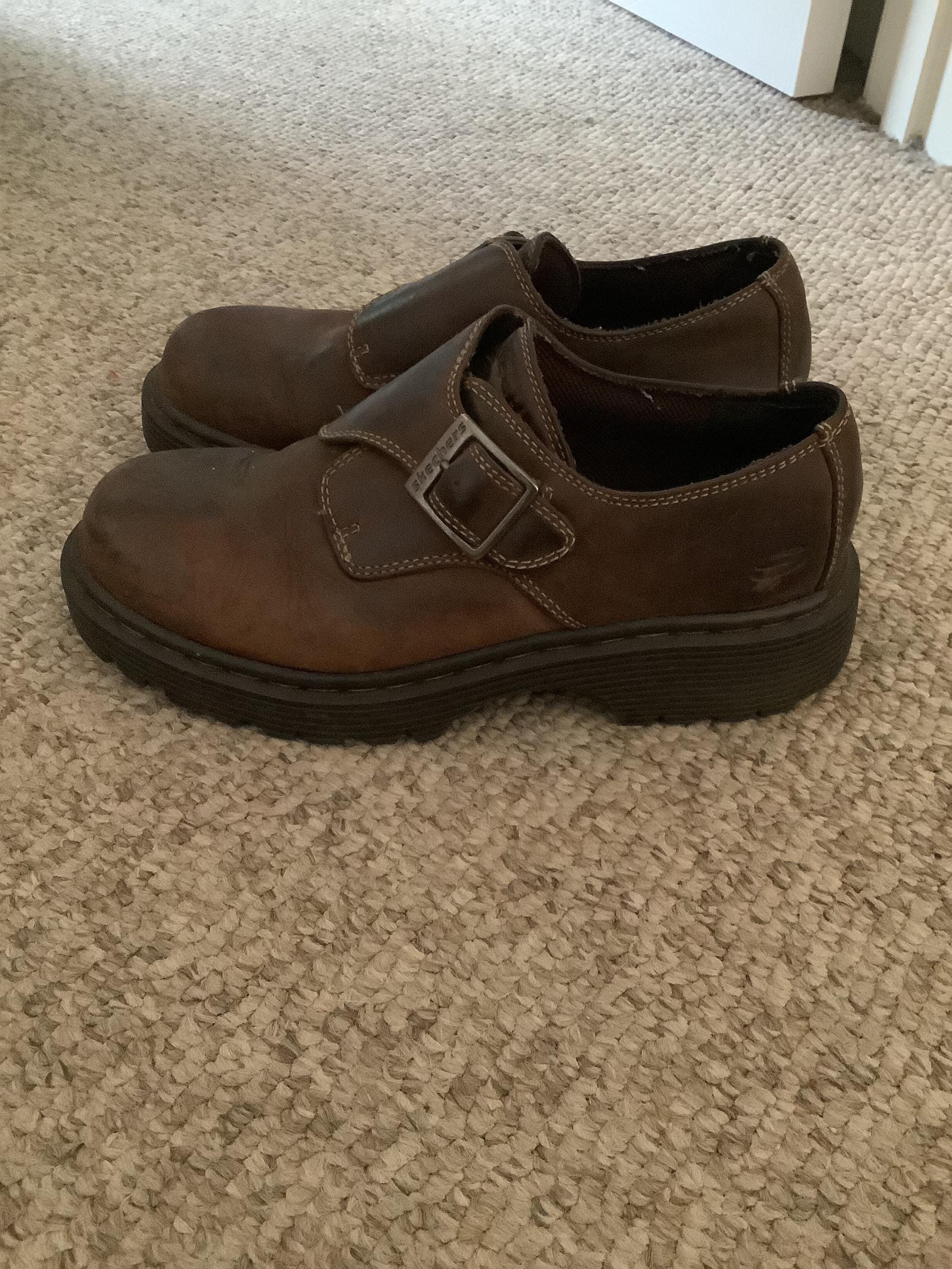 Vintage 90s Skechers Brown Buckle Loafer Oxford Platform 