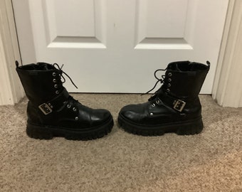 black platform hiking boots