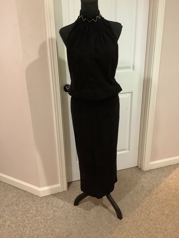 Vintage 80s 90s Polly Edwards Black Halter Suede Studded Sleeveless Top Mini Dress Long Suede Pencil Skirt Set Sz S Etsy Canada