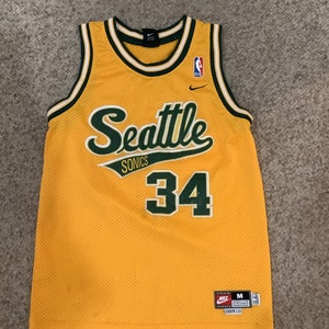 VTG Ray Allen #34 Men's Seattle Sonics Adidas Basketball Jersey  Yellow/green L