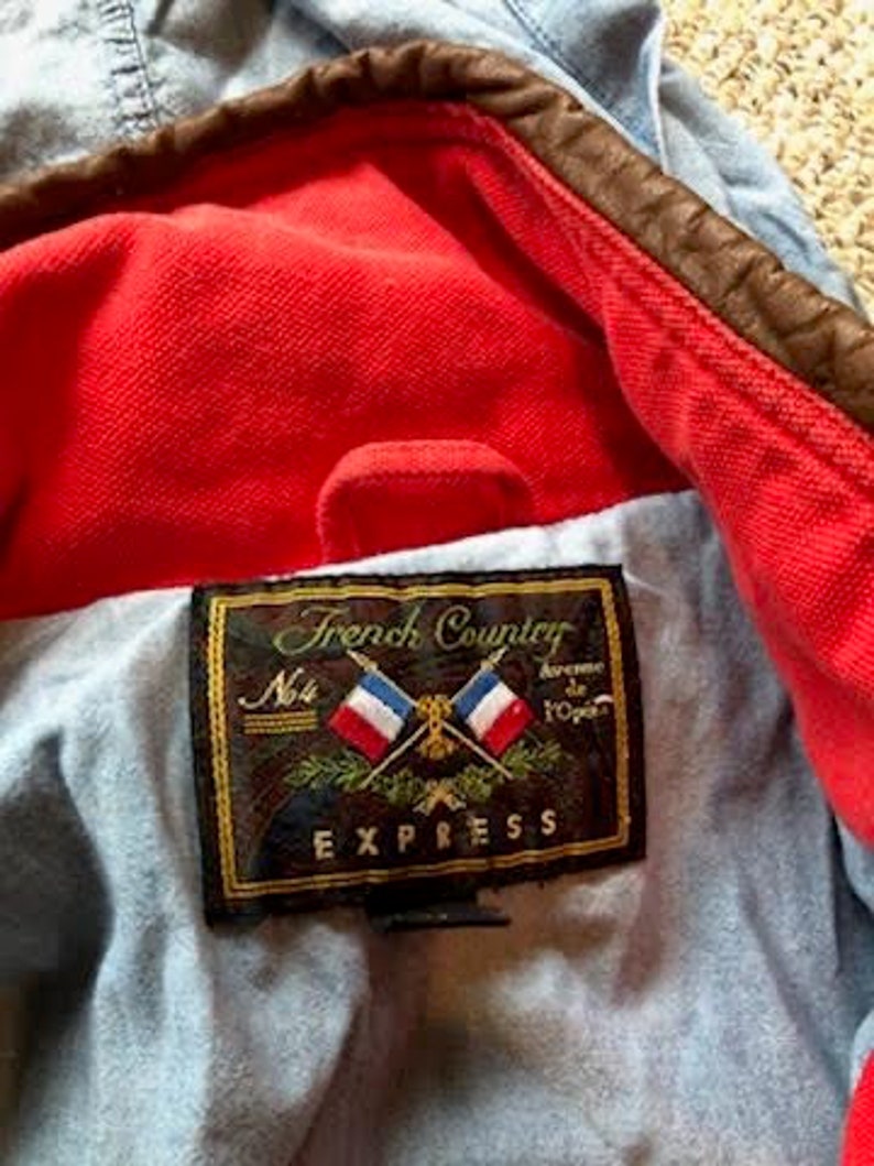 Vintage French Country Express 90/'s Colorblock Double lined Hooded Rugged Jacket size M