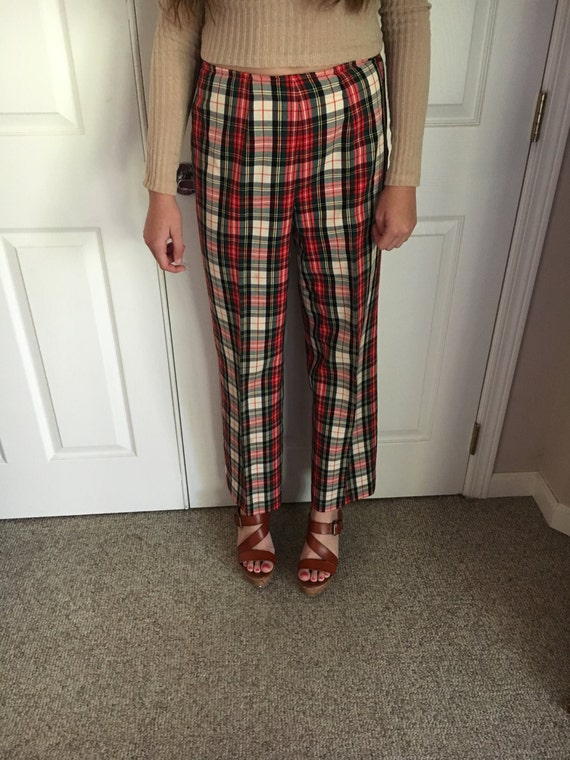 womens holiday plaid pants