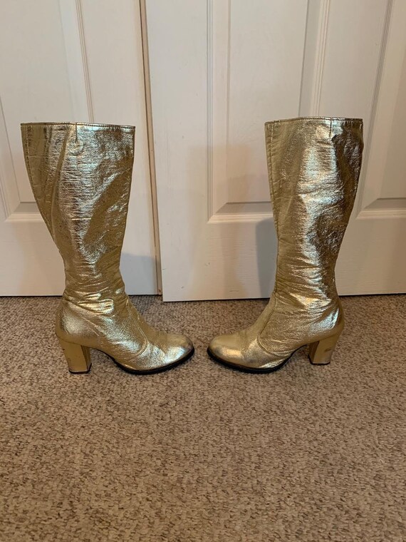 Vintage 50's 60's Gold Lame Go Go Heeled Cage Danc