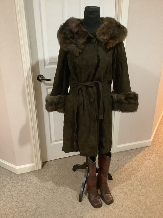 Vintage 60s Lilli Ayn Like Dark Brown Belted Princess Coat With 