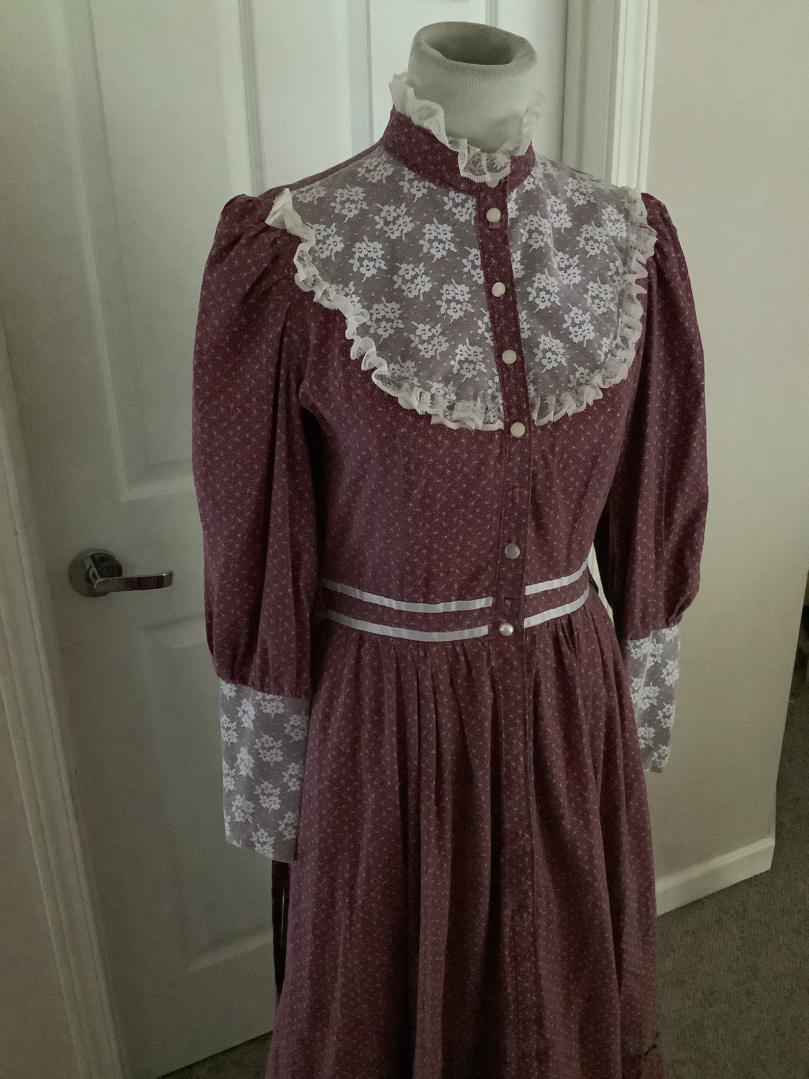 Vintage 70s Gunne Sax Like Burgundy Red Calico Print Prairie - Etsy