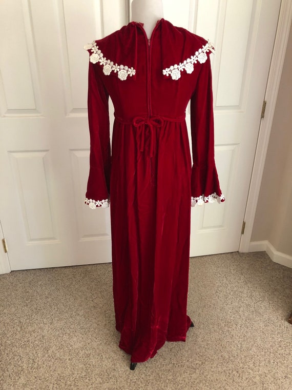 Vintage 1960's 70's Lorrie Deb Deep Red Velvet Ma… - image 4