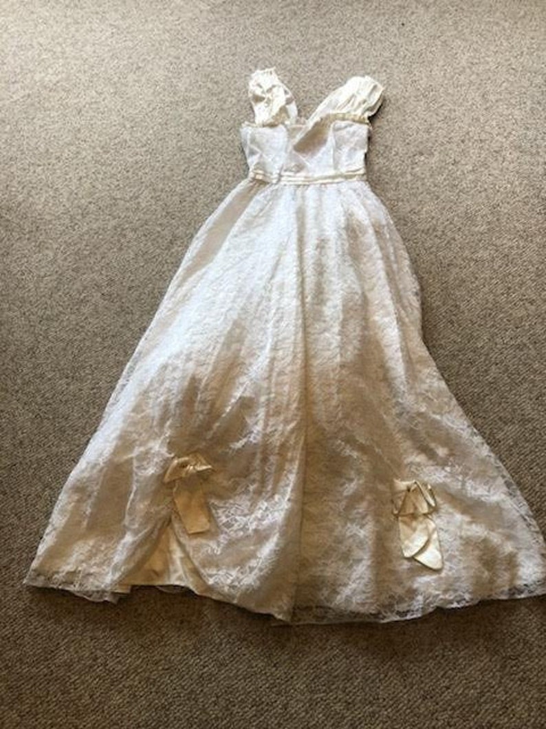 Vintage Gunne Sax white 70's lace Prom wedding Southern Belle ruffle Maxi tulle dress sz XXS-XS 