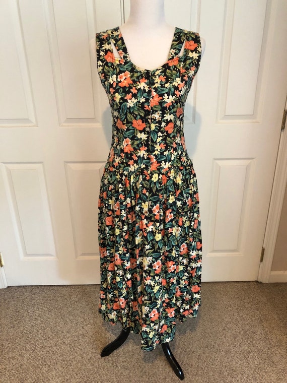 vintage Patchouli Floral Boho button down front S