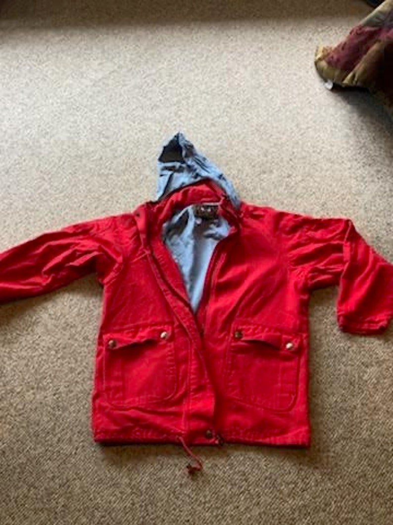 Vintage French Country Express 90/'s Colorblock Double lined Hooded Rugged Jacket size M