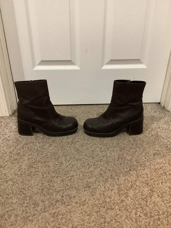 brown platform ankle boots