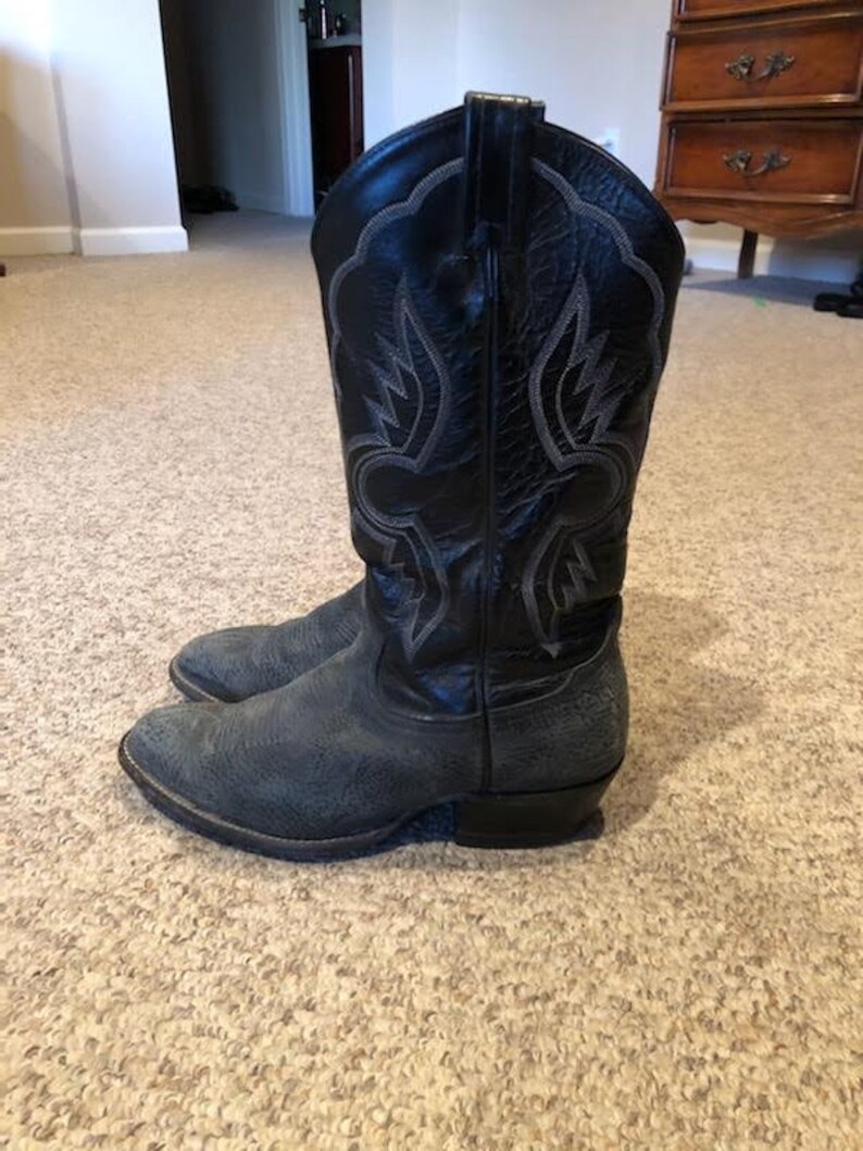 Vintage Tony Lama 6250 Two Tone Gray & Black Leather Cowboy | Etsy