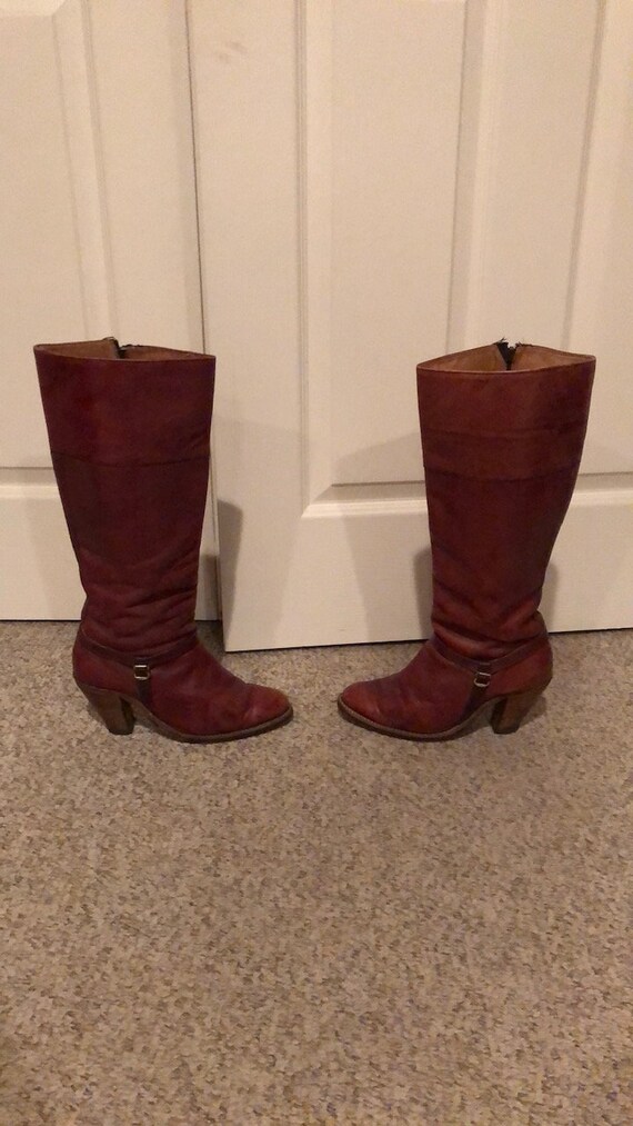 Vintage Frye Chestnut Harness Boho Campus Stacked