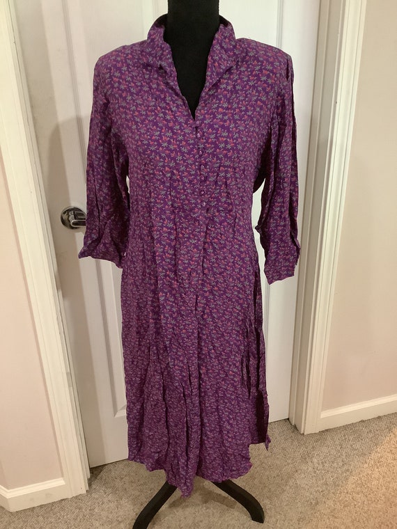 Vintage 90s April Cornell purple red Calico print… - image 1