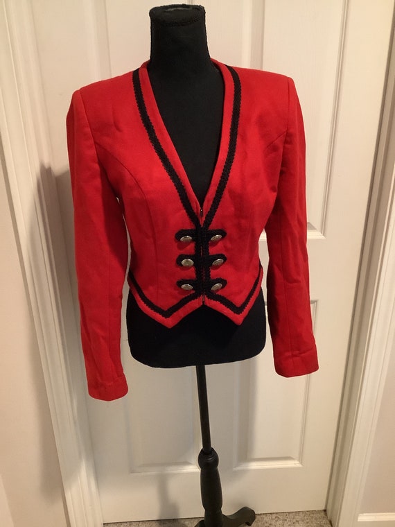 Vintage 80s 90s Hobby Horse Red wool short bolero mil… Gem