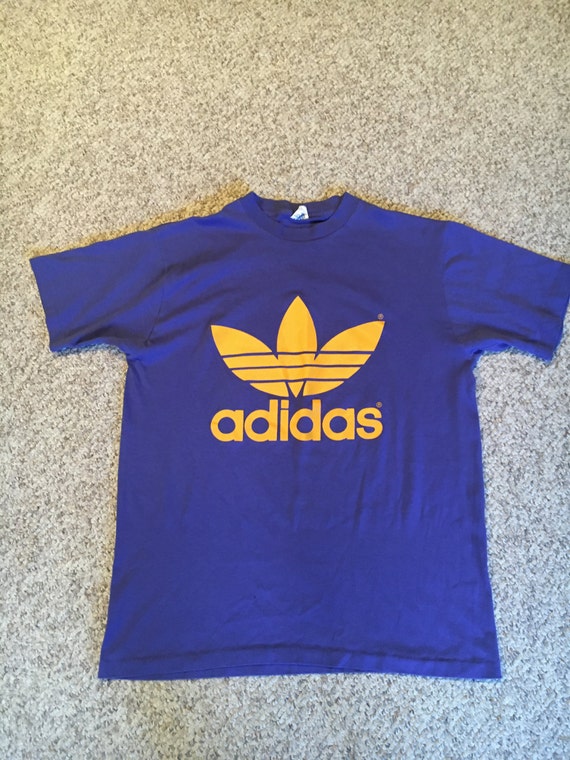 Vintage Adidas 80's Purple logo Tee Shirt/80's | Etsy