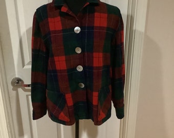 Vintage Pendleton Red Green wool 49 er Orginal Plaid jacket sz M