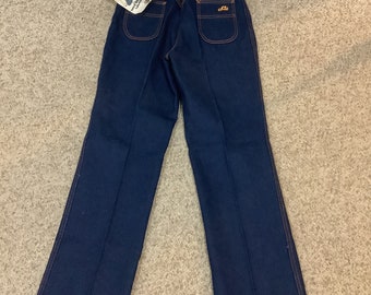 Vintage New with tags 70s Chic His high waisted dark denim best fitting Sexy super high waist tag jeans sz 12-14-16