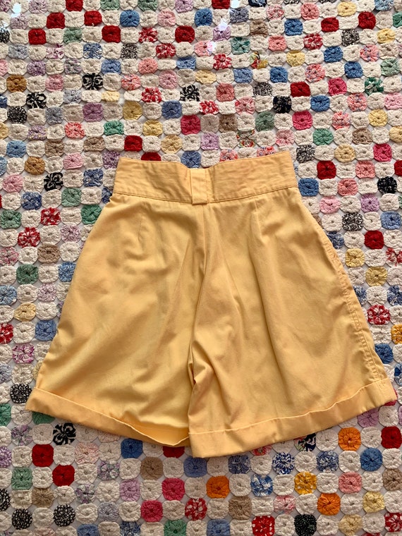 Vintage 80s buttercup yellow high-waisted cotton … - image 2