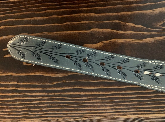 Vintage "Richie" name tooled leather western belt… - image 4