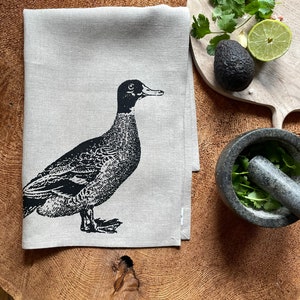 Canadiana Duck Screen Printed Tea Towel, Eco Friendly 100%Natural Linen, Hostess Gift, Mothers Day gift, Wedding Gift image 1