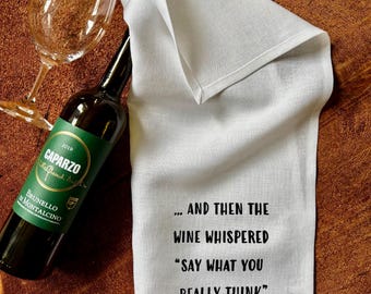 100%  Linen Tea Towel, Screen Printed Funny Towel , Best Friend Gift ,Eco Cloth Kitchen Towel, Sassy Wine Towel. FunnyFamily Gift