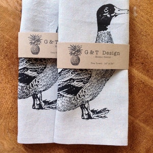 Canadiana Duck Screen Printed Tea Towel, Eco Friendly 100%Natural Linen, Hostess Gift, Mothers Day gift, Wedding Gift image 4