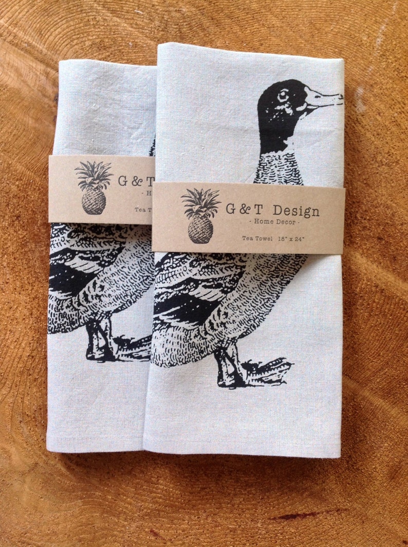 Canadiana Duck Screen Printed Tea Towel, Eco Friendly 100%Natural Linen, Hostess Gift, Mothers Day gift, Wedding Gift image 4