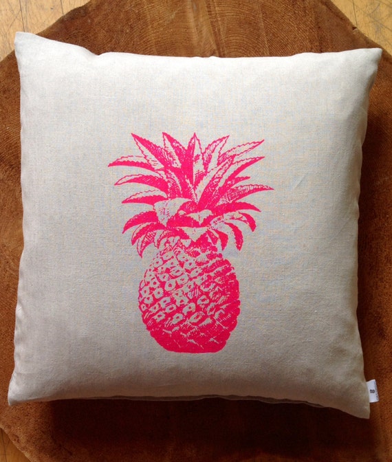 Fuchsia Pink Pineapple Pillow Cover Screen Printed onto 100 Etsy
